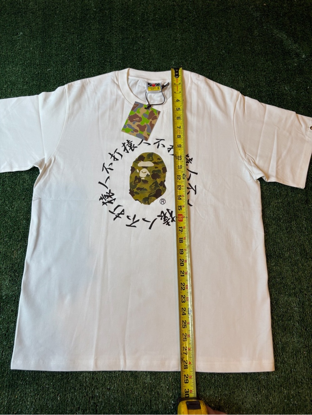Bape White Tee with Green Camo Ape Head Graphic - Picture 5 of 9